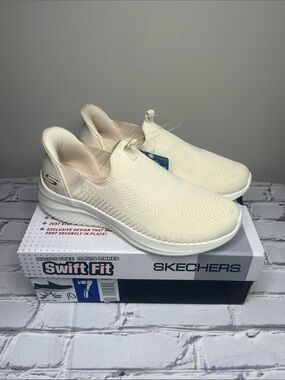 Skechers Lite-Weight Slip-On Sneakers - Cream